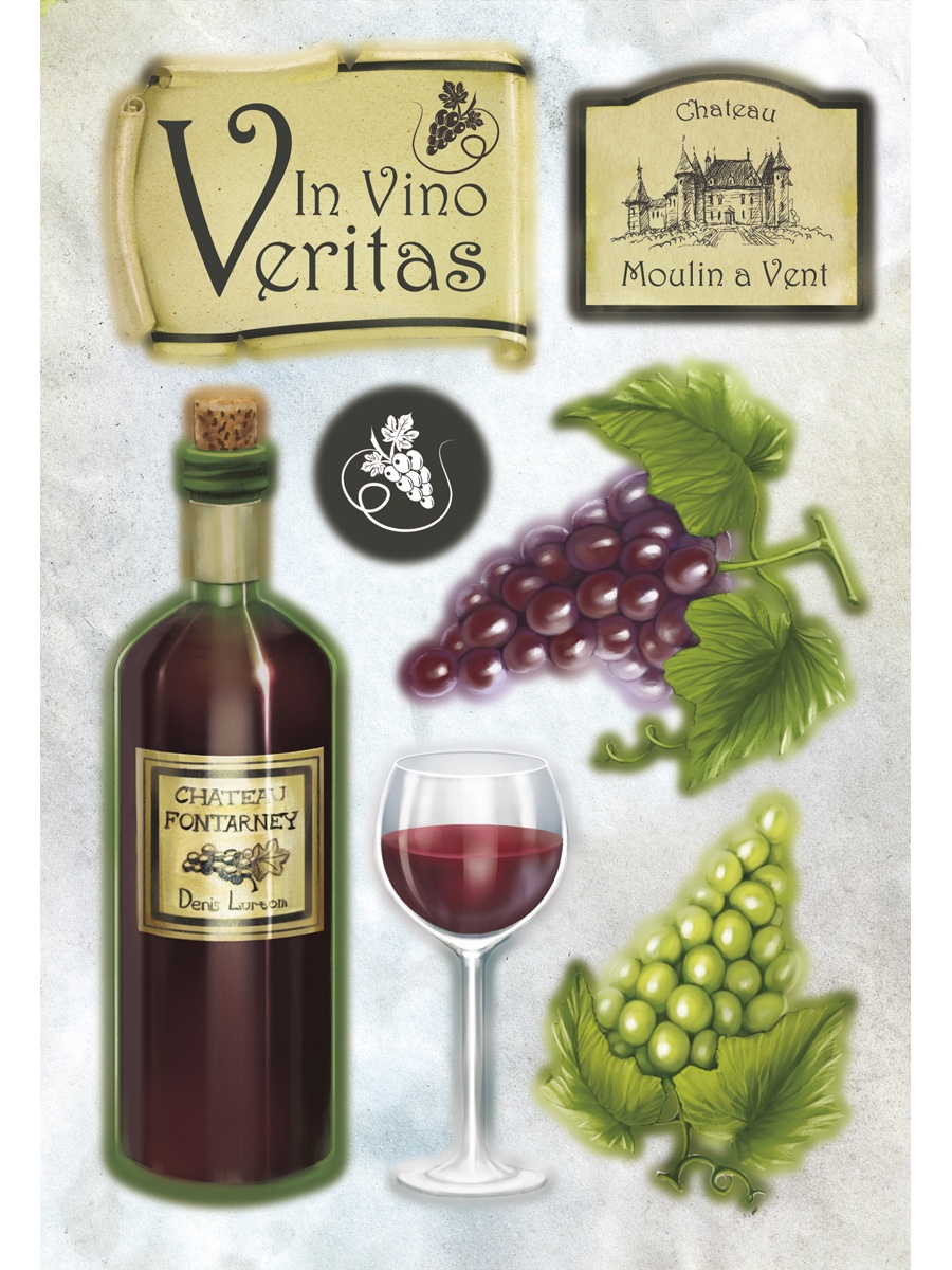 фото Наклейка для декора Вино и виноград Decoretto