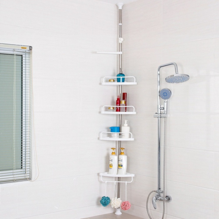 фото Полка для ванной комнаты Migliores Угловая четырехсекционная полка, белый, серый металлик