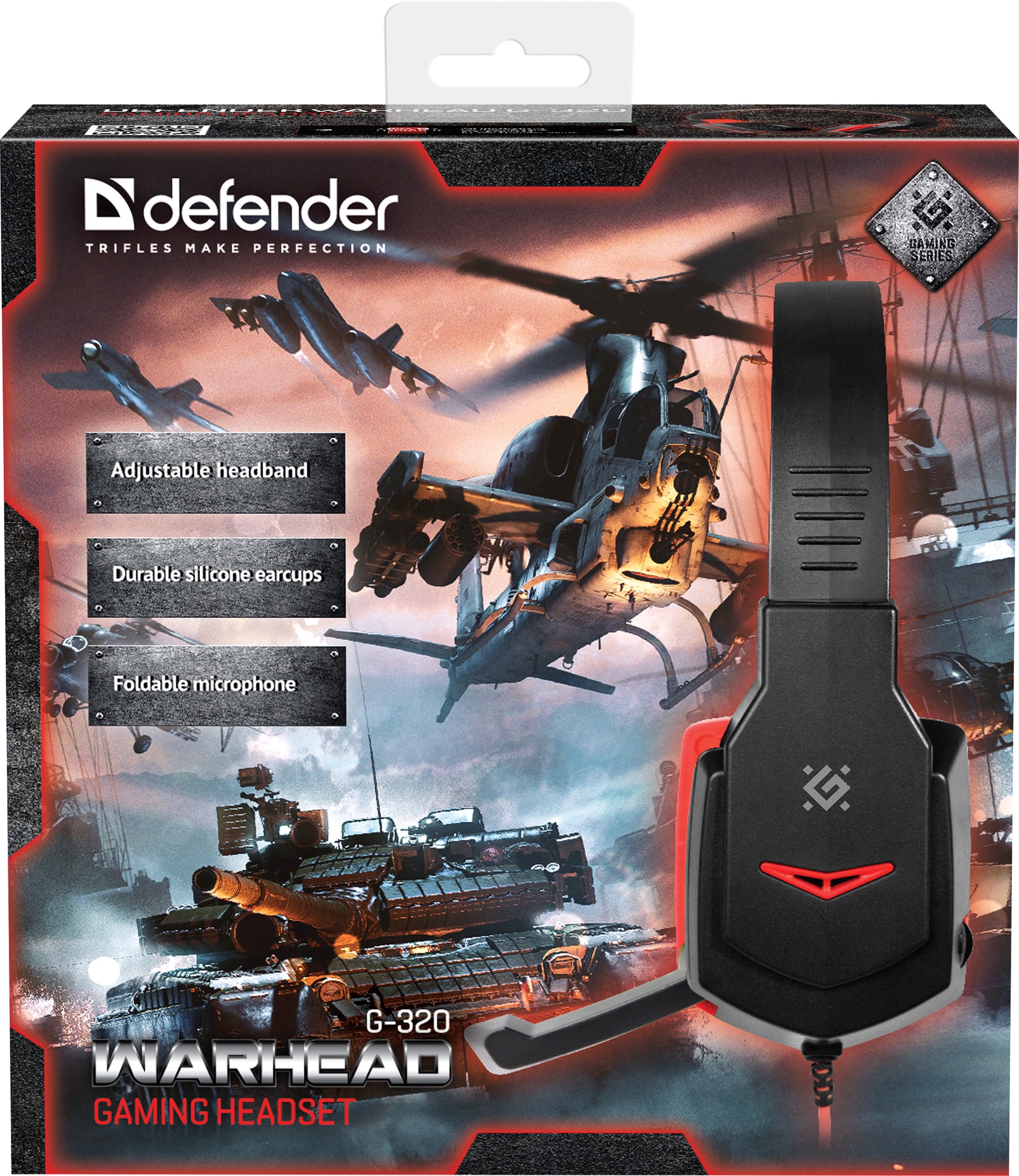 фото Игровые наушники Defender Warhead G-320, чёрный красный