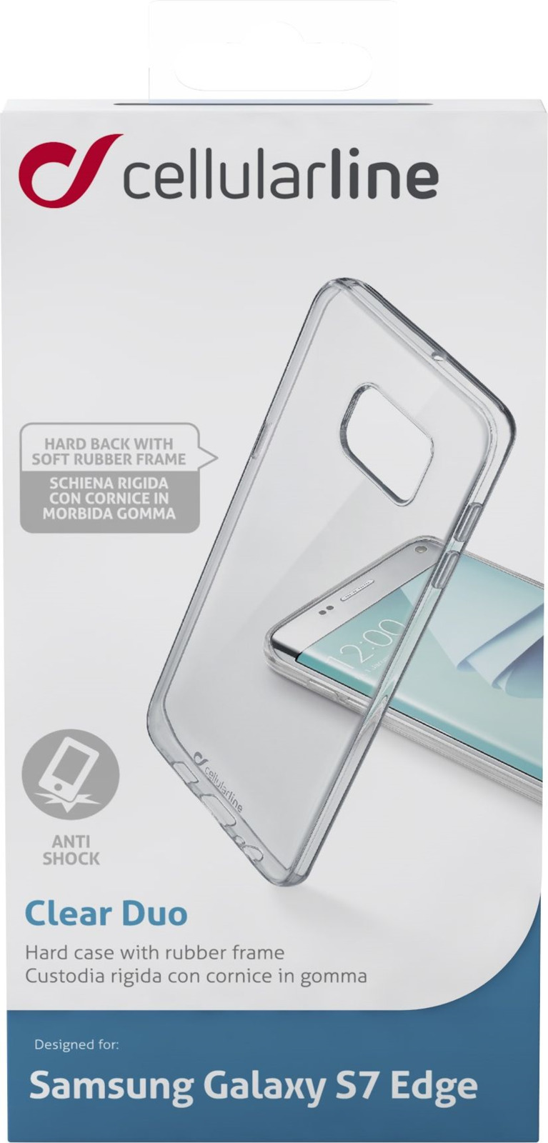 Чехол Cellularline для Samsung Galaxy S7 Edge, CLEARDUOGALS7ET, прозрачный