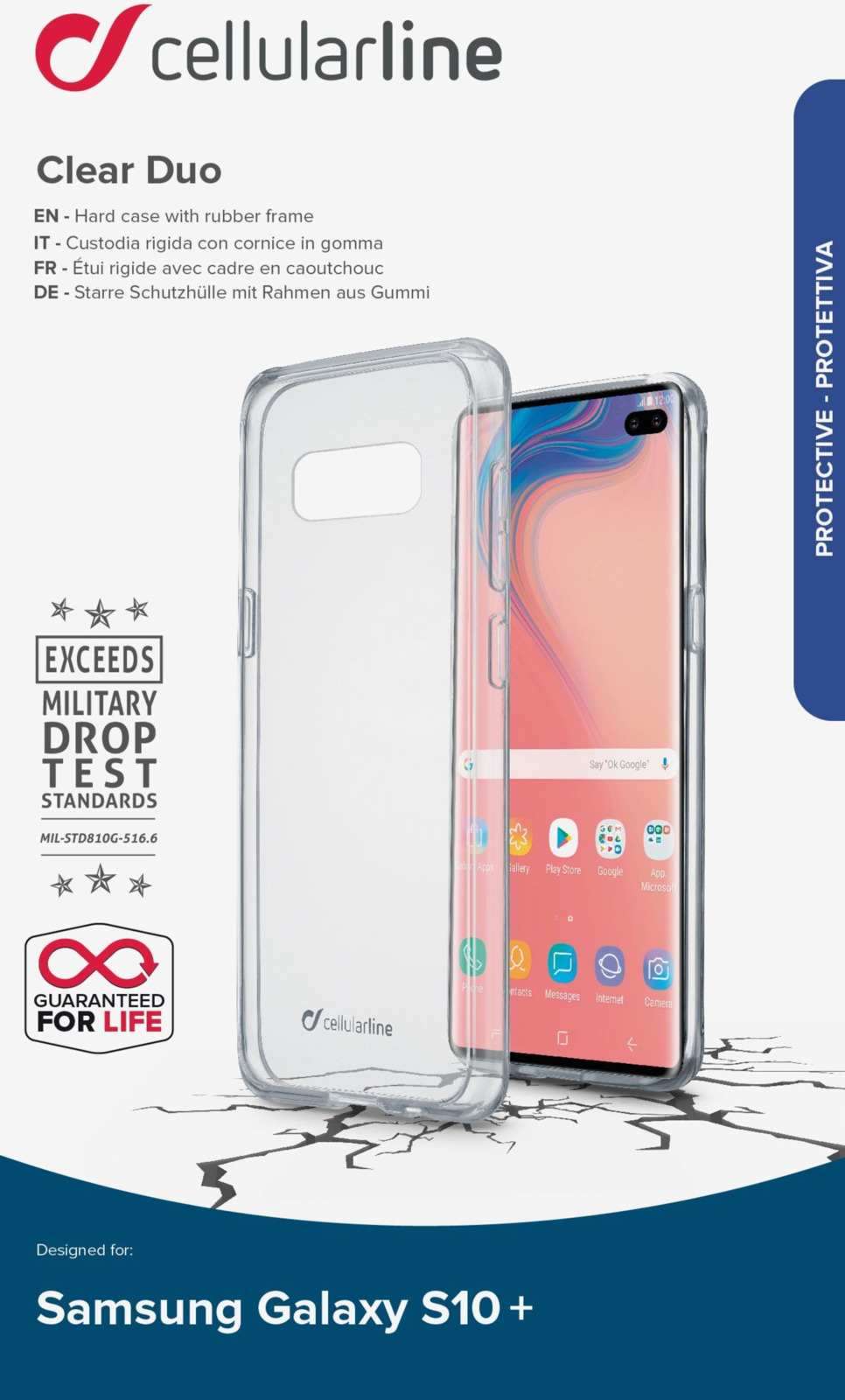 фото Чехол Cellularline для Samsung Galaxy S10+, CLEARDUOGALS10PLT, прозрачный