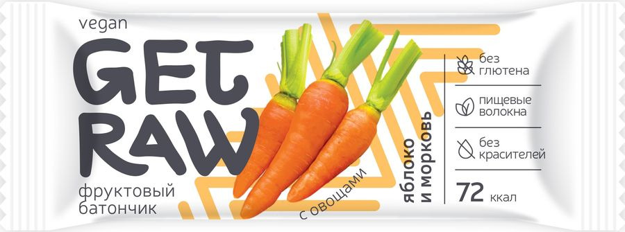 Спортивный батончик Get Raw Яблоко и морковь, 30 г