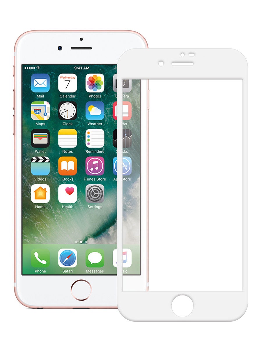 фото Защитное стекло (Full Screen) на iPhone 7/8 противоударное 9H (белое) Крутотенюшка