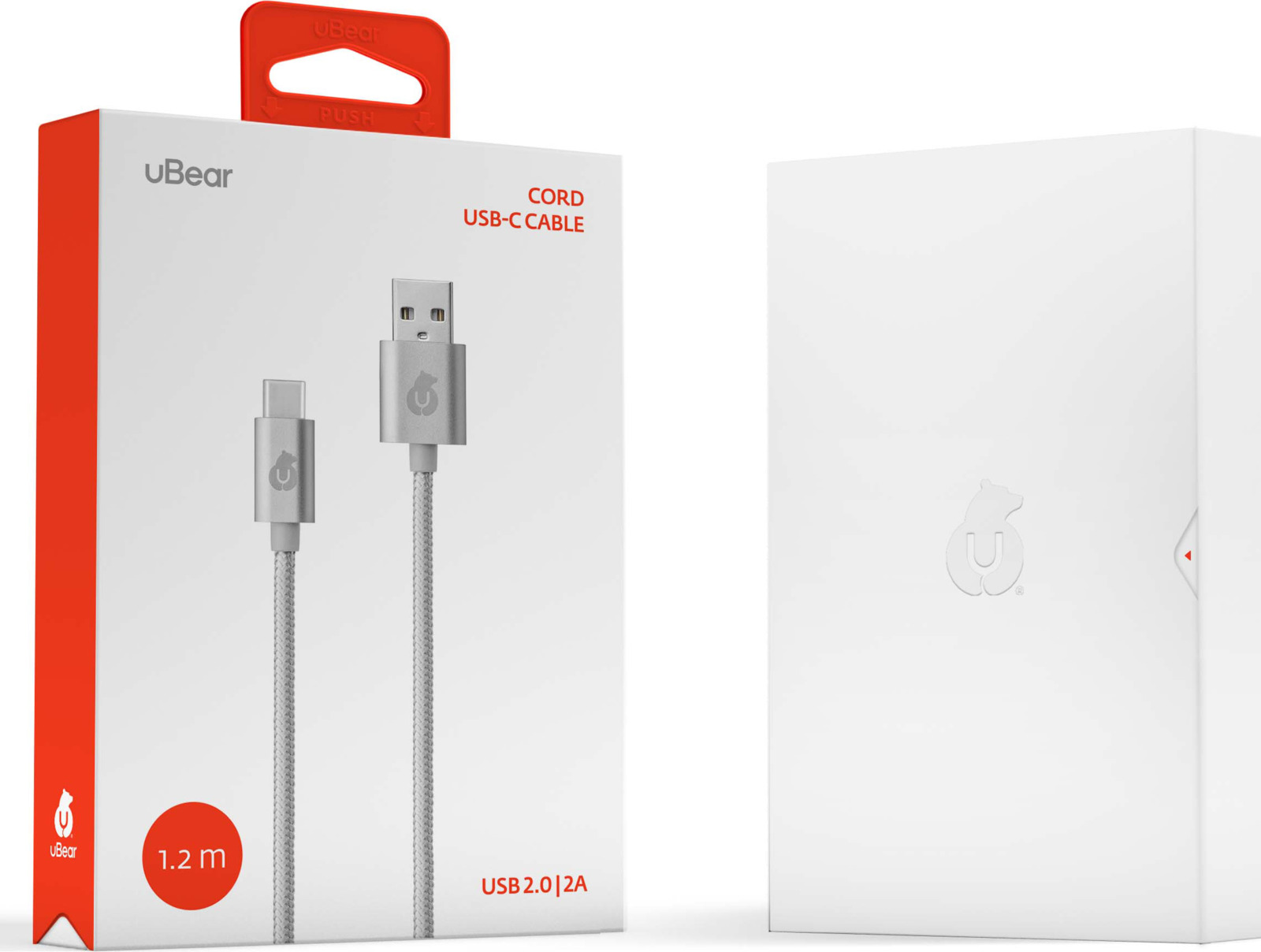 фото Кабель uBear Cord USB-C USB-A, серый, 1,2 м