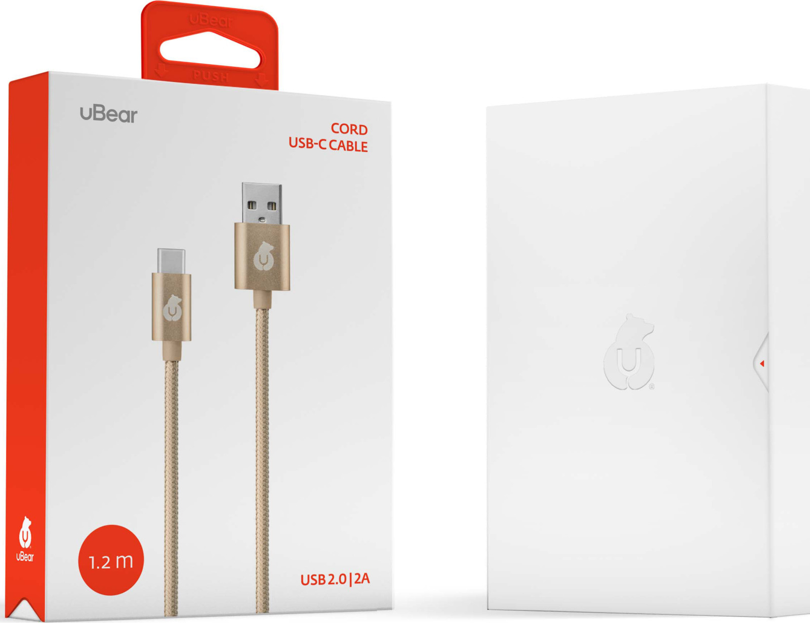 фото Кабель uBear Cord USB-C USB-A, золотистый, 1,2 м