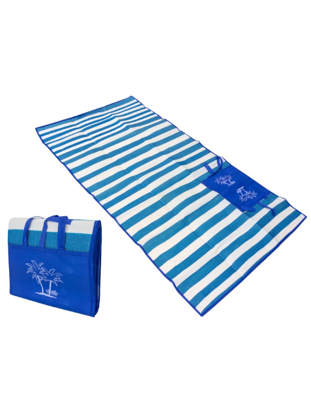 фото Коврик туристический Migliores Пляжный коврик с ручками для переноски, синий