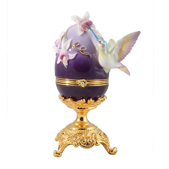 фото Яйцо декоративное Faberge Колибри, золотой, фиолетовый, желтый