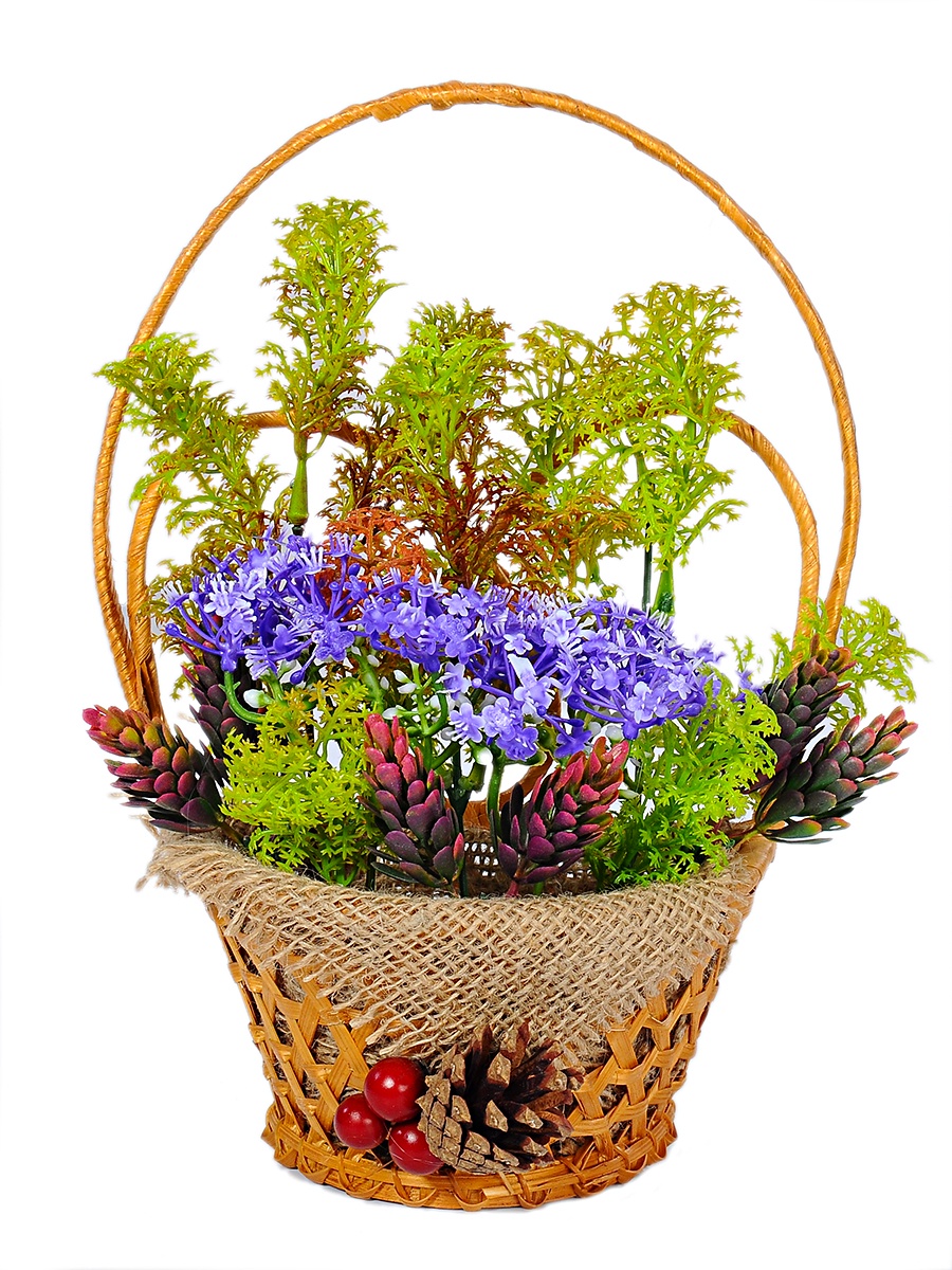 <b>Искусственные цветы KVI</b> Корзинка, коричневый, сиреневый ...