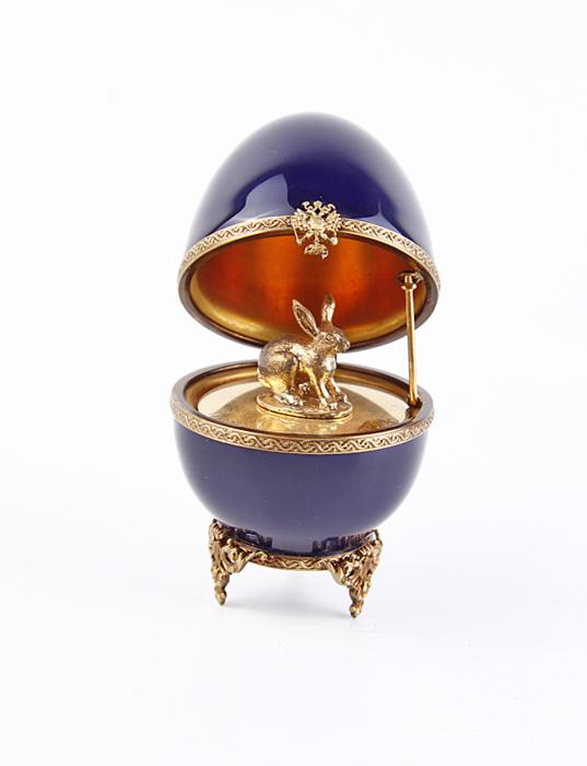 фото Яйцо декоративное Faberge "Кролик", синий, золотой