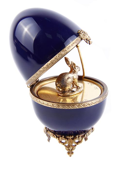 фото Яйцо декоративное Faberge "Кролик", синий, золотой