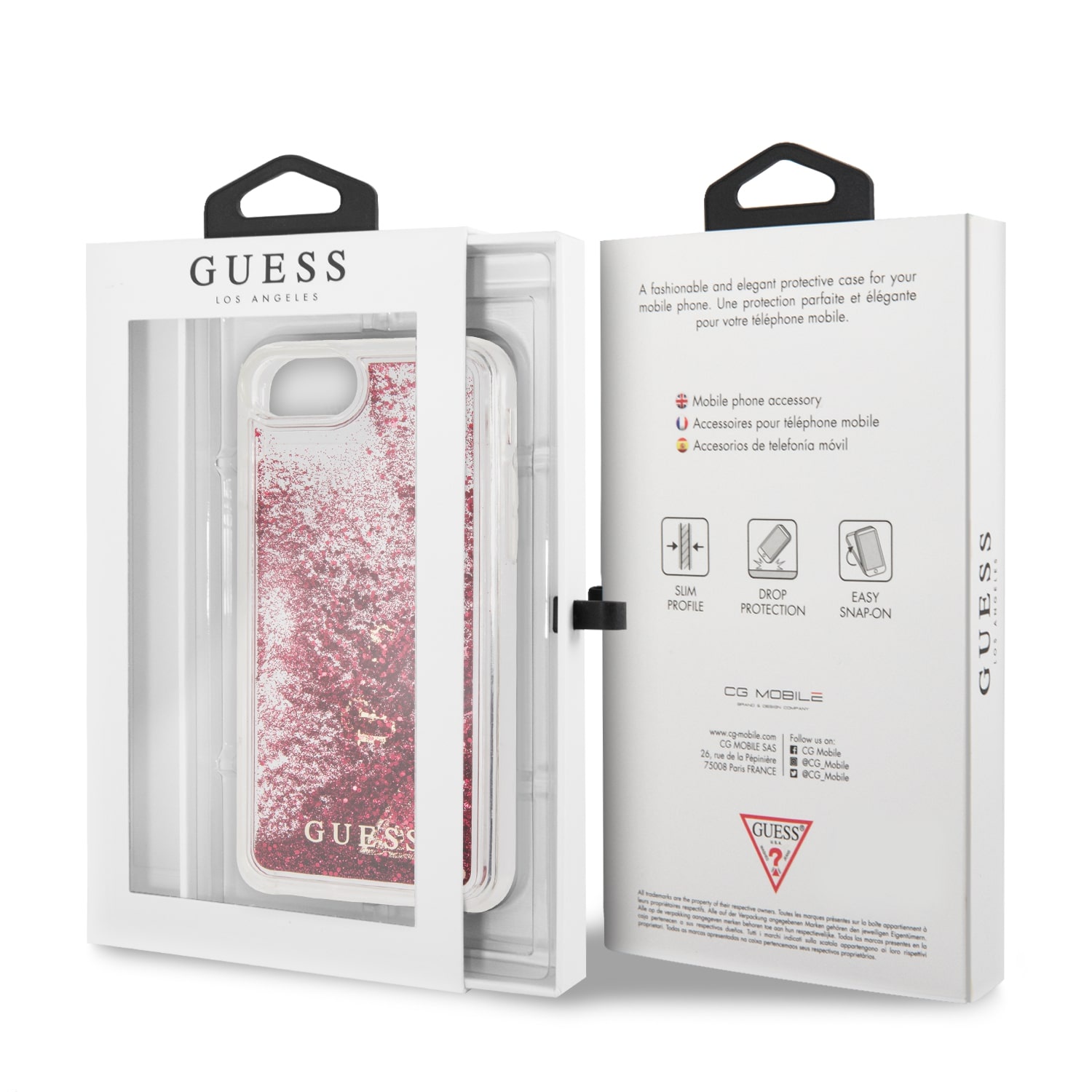 фото Чехол Guess Glitter Hard Raspberry для Apple iPhone 7/8, GUHCI8GLUFLRA, красный Cg mobile