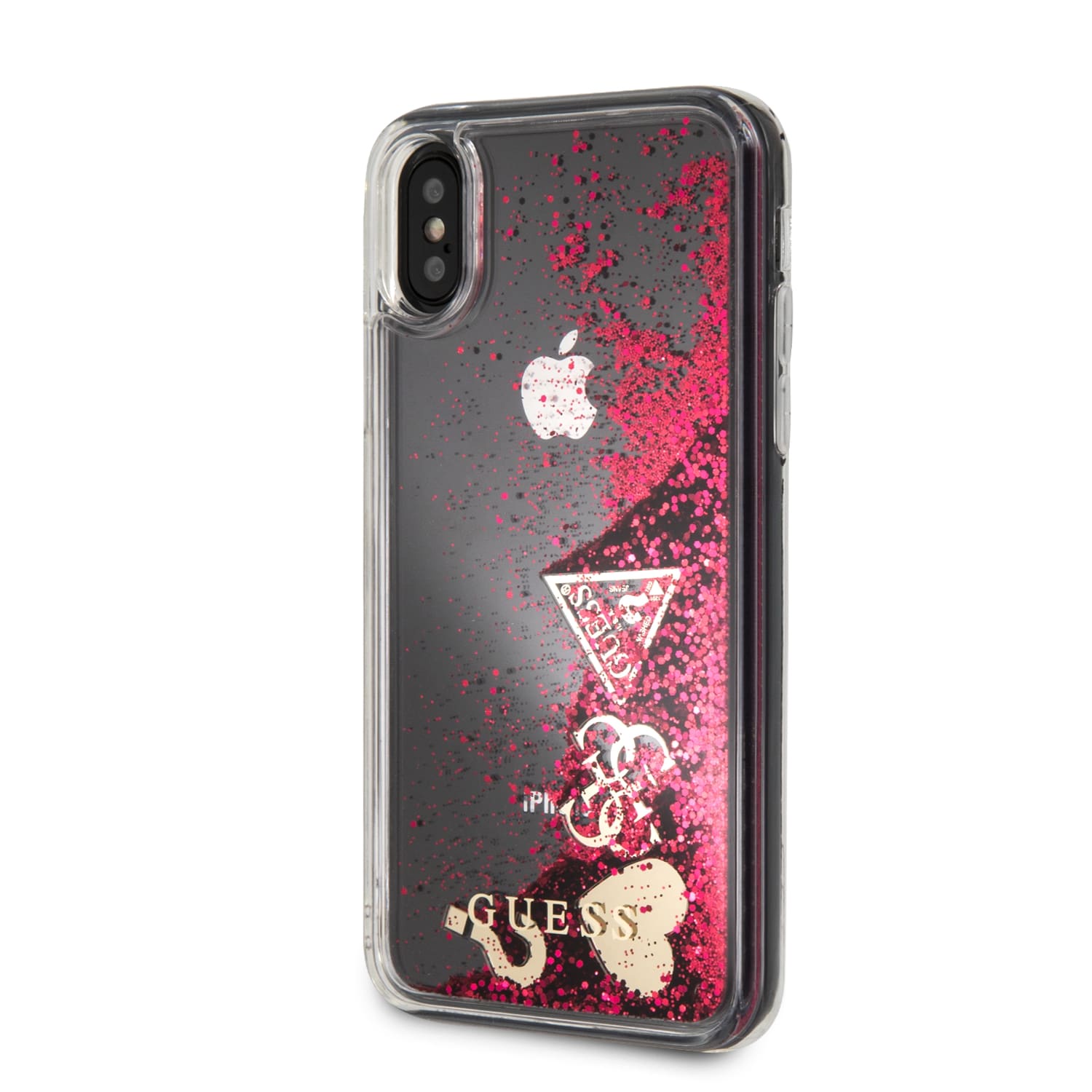 фото Чехол Guess Glitter Hard Raspberry для Apple iPhone X/XS, GUHCPXGLHFLRA, красный Cg mobile