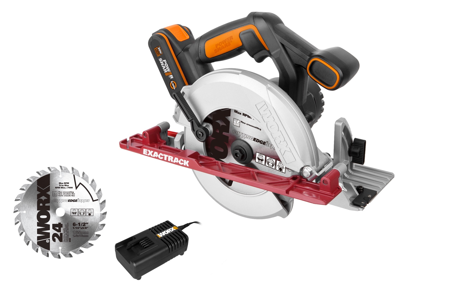 фото Дисковая пила аккумуляторная WORX WX530, 20В, 2 Ач х1