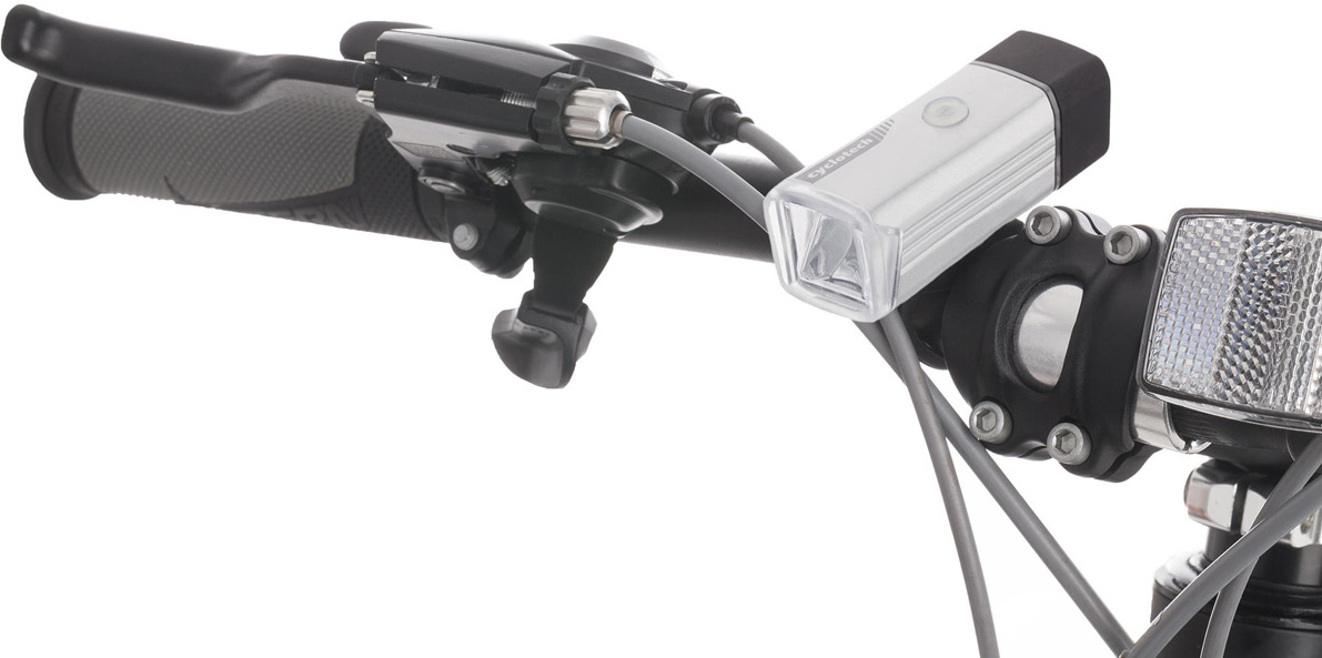 фото Велофонарь передний Cyclotech QL-233 Front Light, ECYFL003SB, серебристый, черный