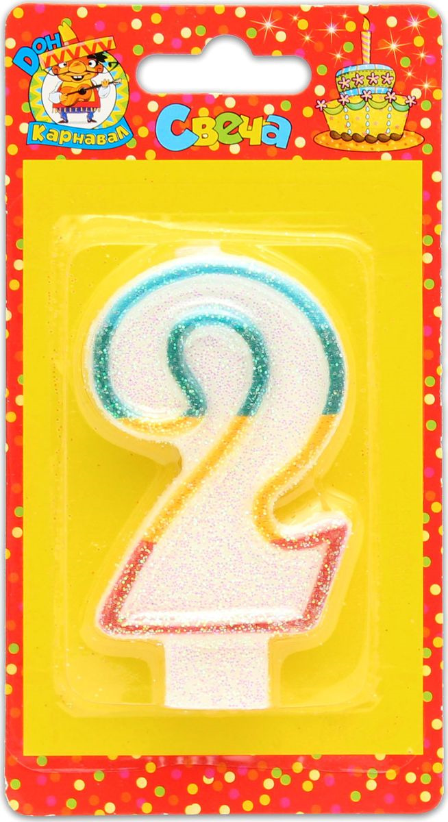 фото Свеча для торта с блесками Miland Цифра 2, С-1206, разноцветный
