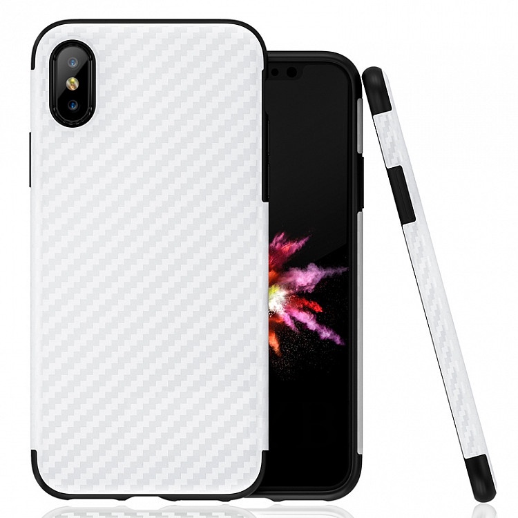 Чехол для сотового телефона Roybens с карбоновой фактурой для iPhone X, белый