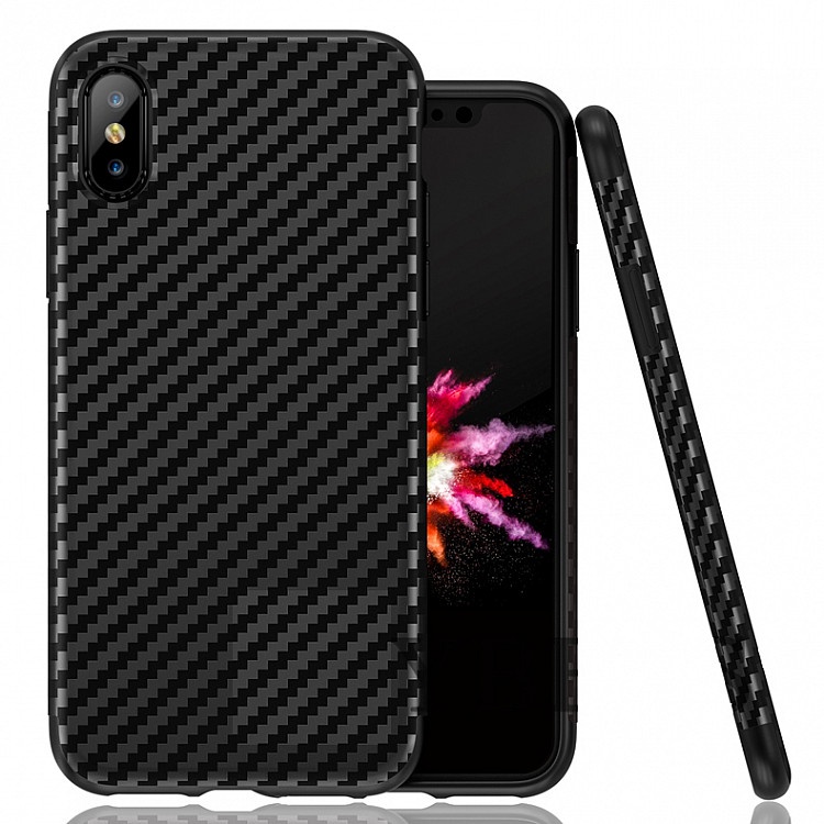 Чехол для сотового телефона Roybens с карбоновой фактурой для iPhone X, черный