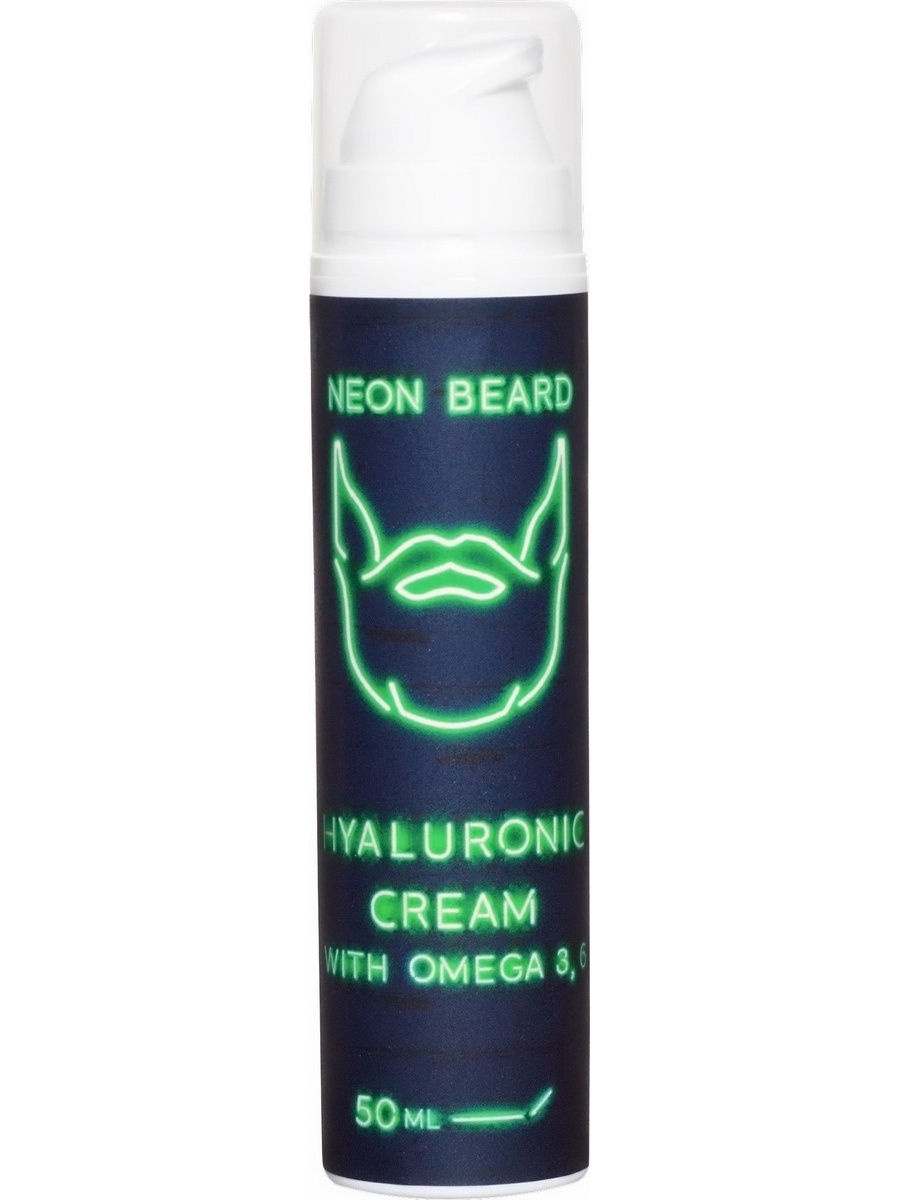 фото Крем для ухода за кожей NEON BEARD Гиалуроновый "GREEN NEON" с Омега 3,6 и примулой вечерней