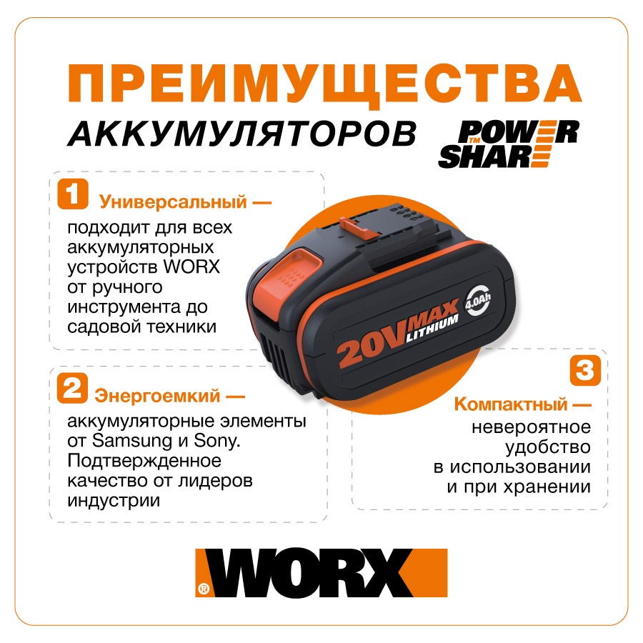 фото Дисковая пила аккумуляторная WORX WX530, 20В, 2 Ач х1