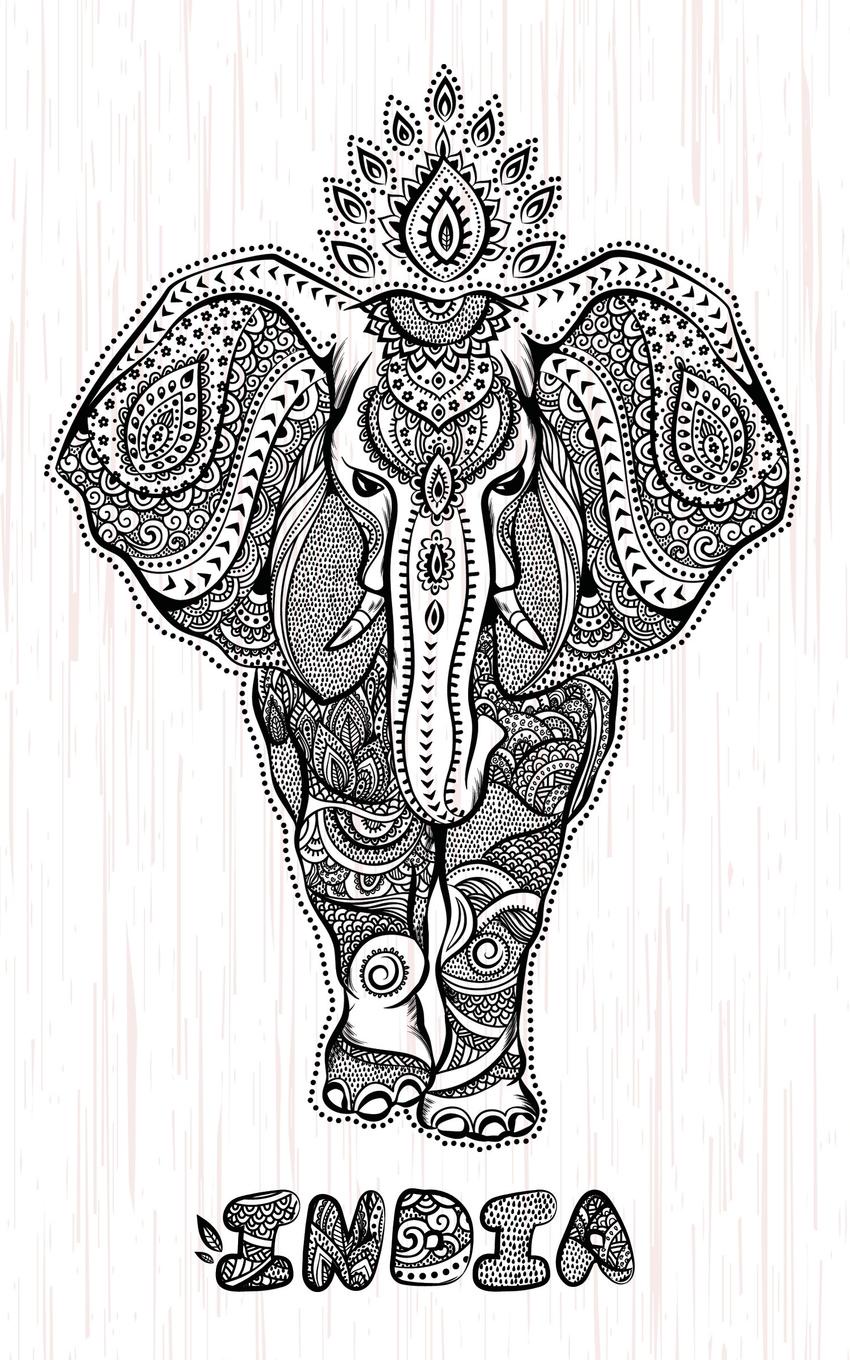 Индийский слон Векторная Графика