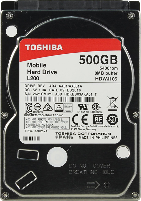 фото Жесткий диск Toshiba HDWJ105UZSVA, металлический, черный