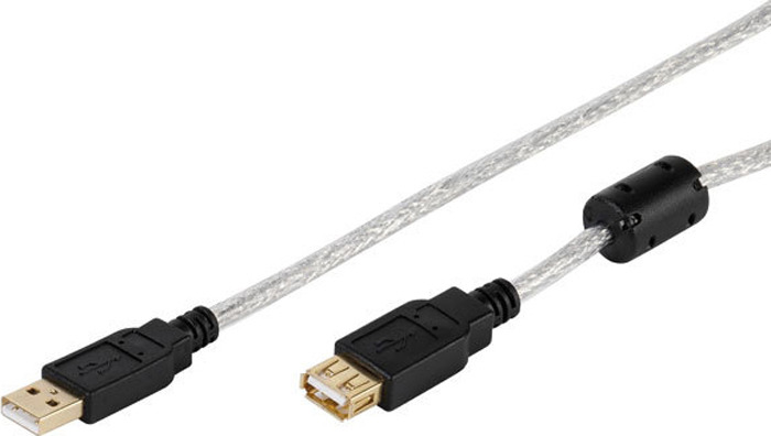 Удлинитель Vivanco CE U7 30, USB 2,0 А/A, 3 м, прозрачный