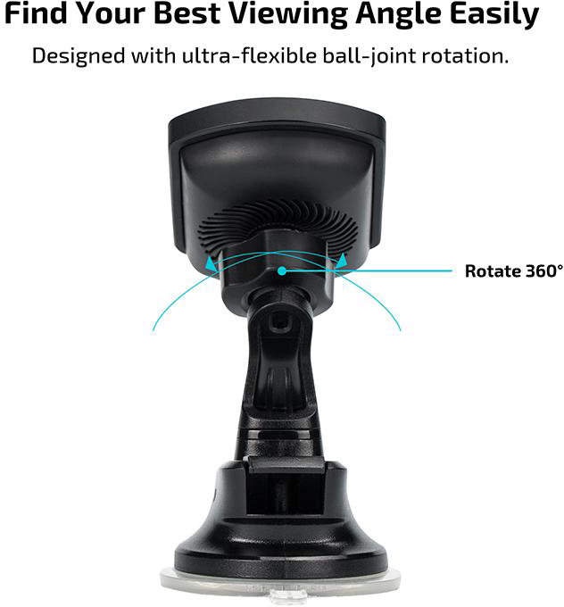 фото Автомобильный держатель PITAKA MagMount New Pro Qi Suction Cup, черный