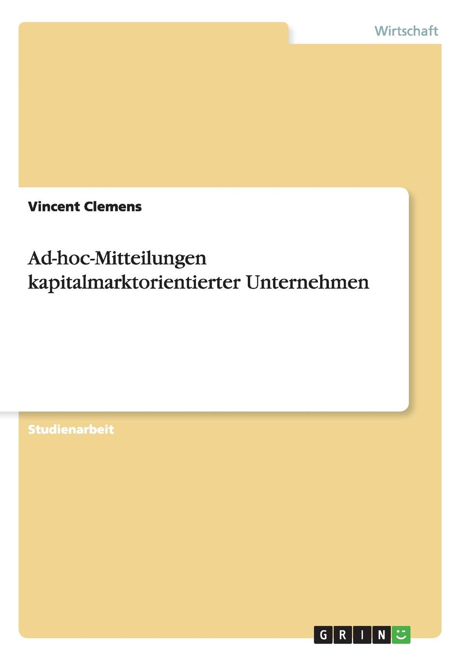 Ad-hoc-Mitteilungen kapitalmarktorientierter Unternehmen