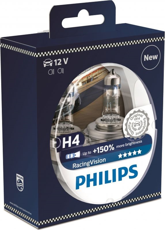 фото Лампа автомобильная Philips "Racing Vision", H4 12V 60/55W, 2 шт