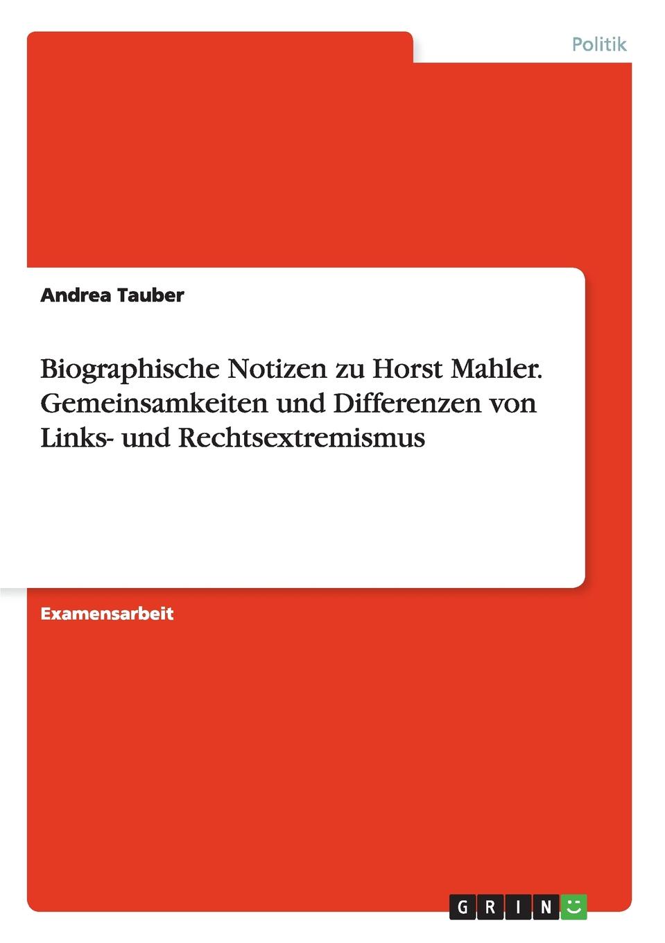 Biographische Notizen zu Horst Mahler. Gemeinsamkeiten und Differenzen von Links- und Rechtsextremismus