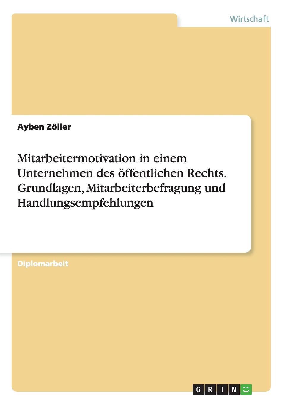 фото Mitarbeitermotivation in einem Unternehmen des offentlichen Rechts. Grundlagen, Mitarbeiterbefragung und Handlungsempfehlungen