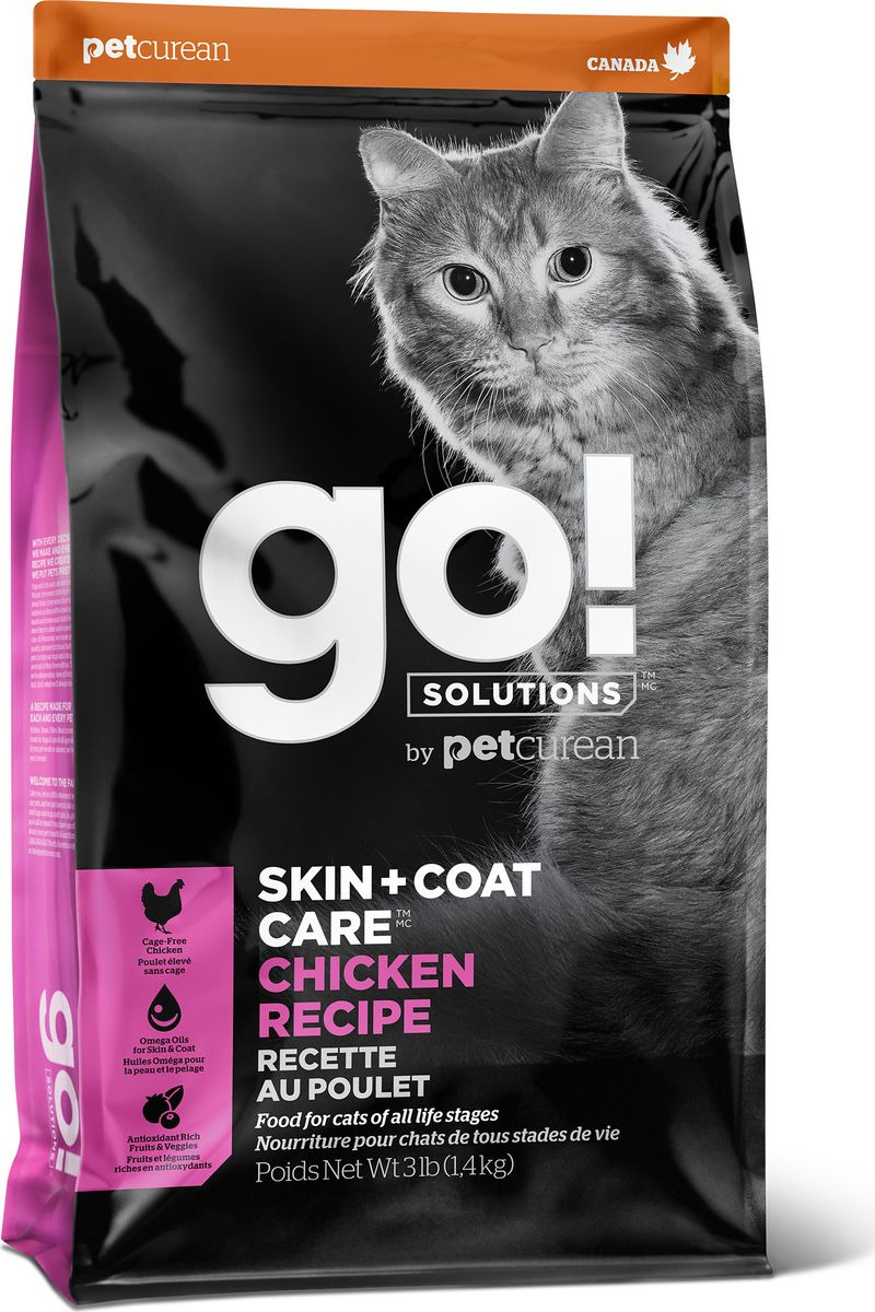 фото Корм сухой Go! Natural Holistic Skin+Coat Care, с цельной курицей, фруктами и овощами, для котят и кошек, 1,36 кг