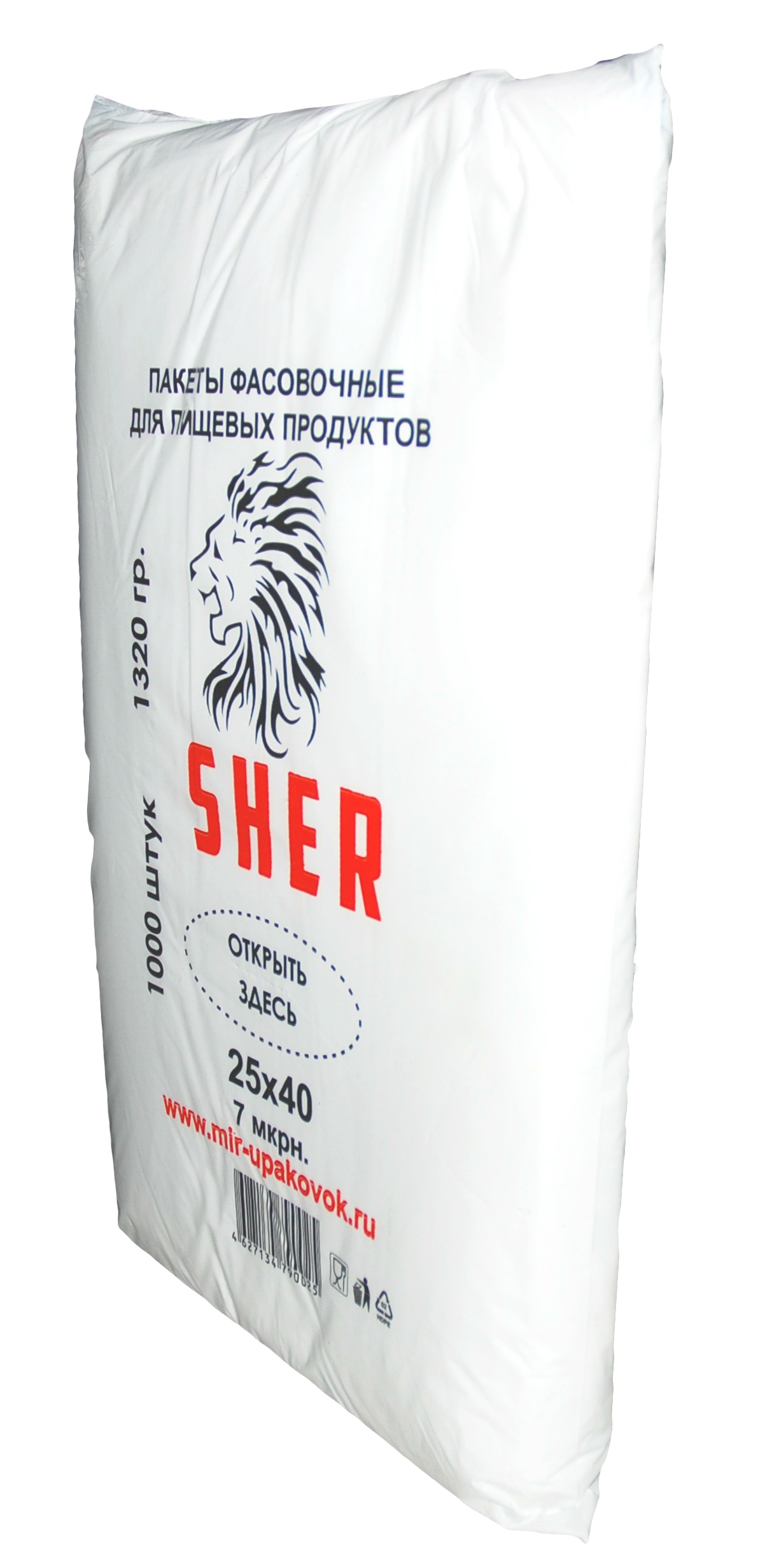 фото Упаковка SHER Пакеты фасовочные для пищевых продуктов "SHER" 25х40 1000 шт, прозрачный