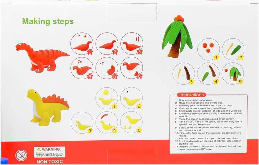 фото Набор для изготовления игрушки из массы для лепки "Динозавры", 2948048, 6 банок по 16 г