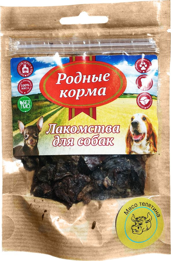 фото Лакомство Родные Корма Мясо, телятина сушеная в печи, для собак, 30 г