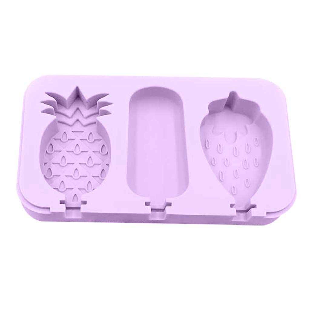 фото Силиконовая форма для мороженного с крышкой "Фрукты", тройная, фиолетовая, 19х10,5х3 см Kitchen angel