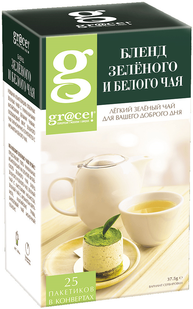 Чай в пакетиках Grace! Бленд зеленого и белого чая, 25 шт по 1,5 г