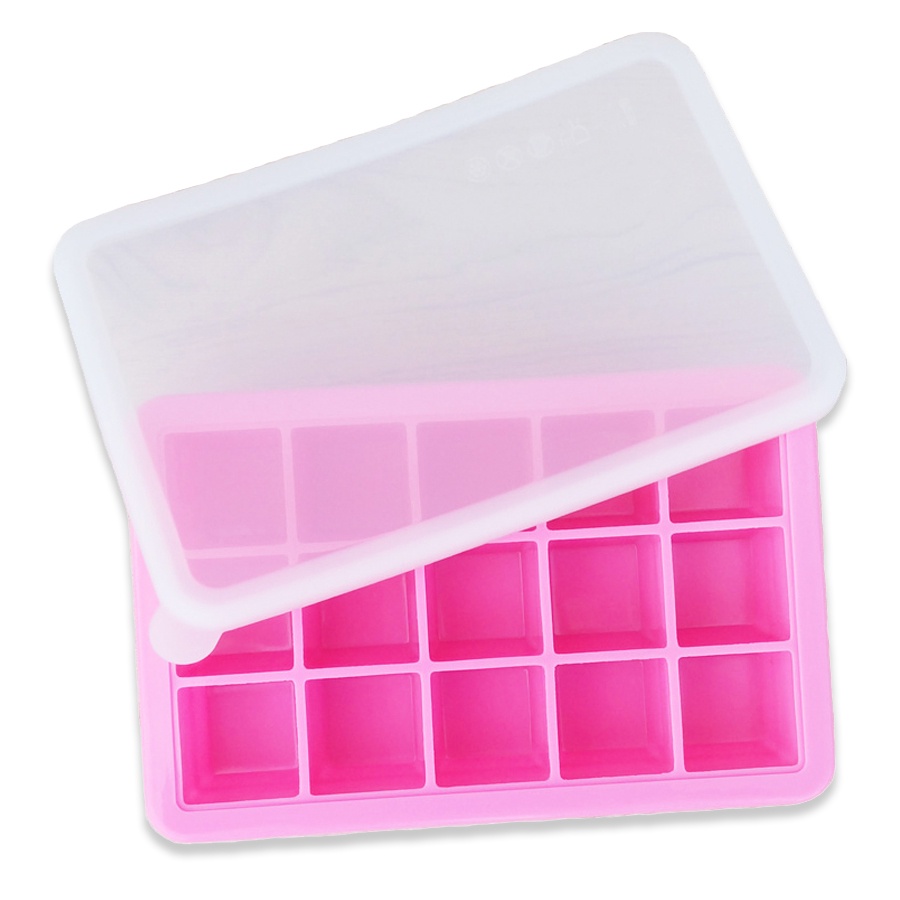 фото Силиконовая форма для льда с крышкой, розовая, на 15 кубиков Kitchen angel