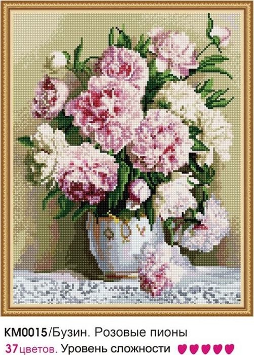 фото Алмазная мозаика Molly Бузин Розовые пионы, с рамкой, KM0015, 40 х 50 см