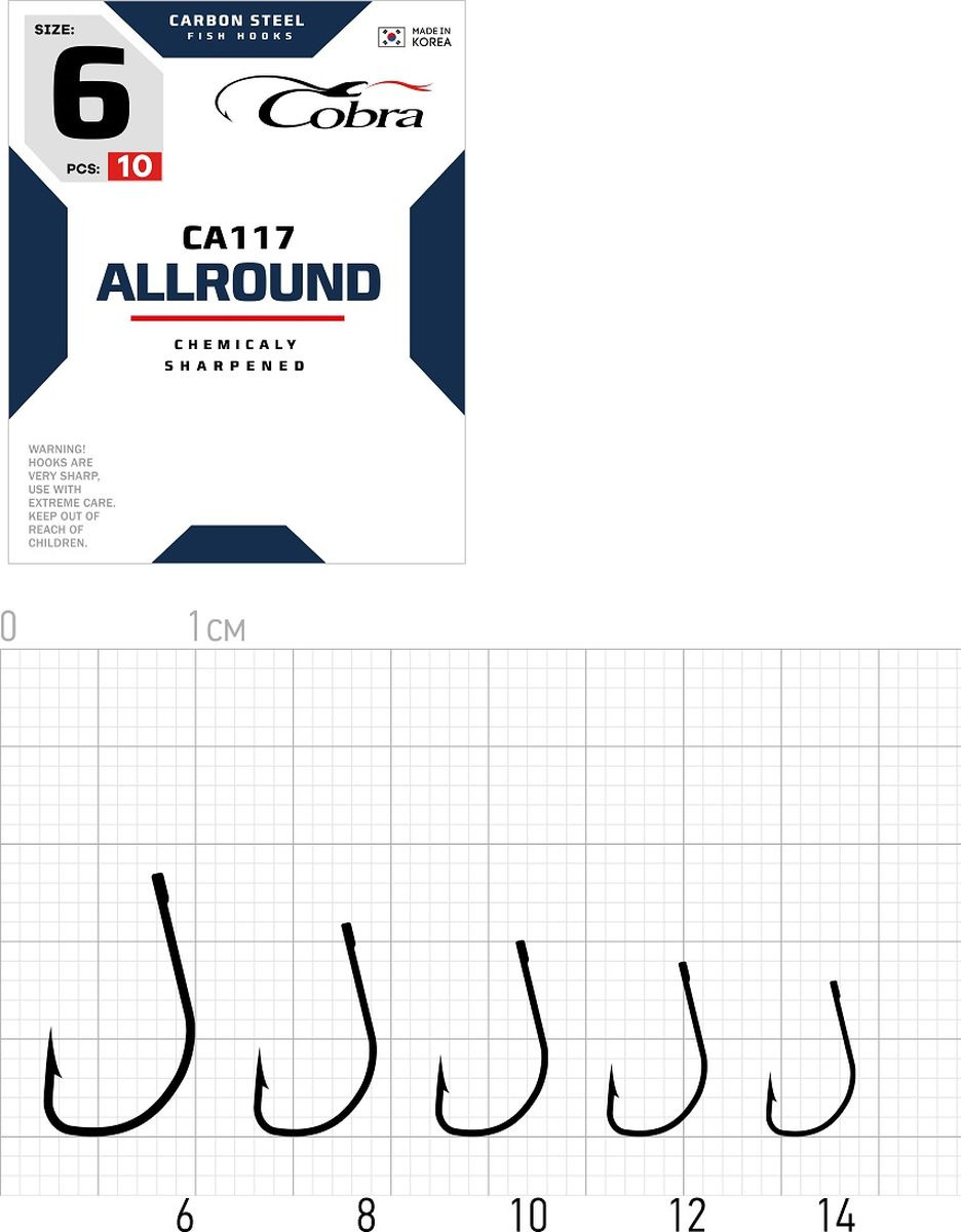 фото Крючок рыболовный Cobra Allround, CA117-014, размер 14, 10 шт