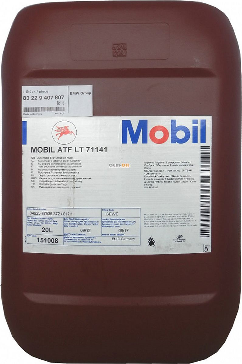 фото Трансмиссионное масло Mobil ATF LT 71141, 151008, 20 л