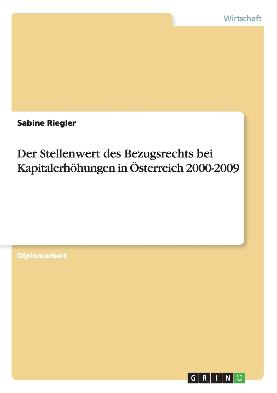 фото Der Stellenwert des Bezugsrechts bei Kapitalerhohungen in Osterreich 2000-2009