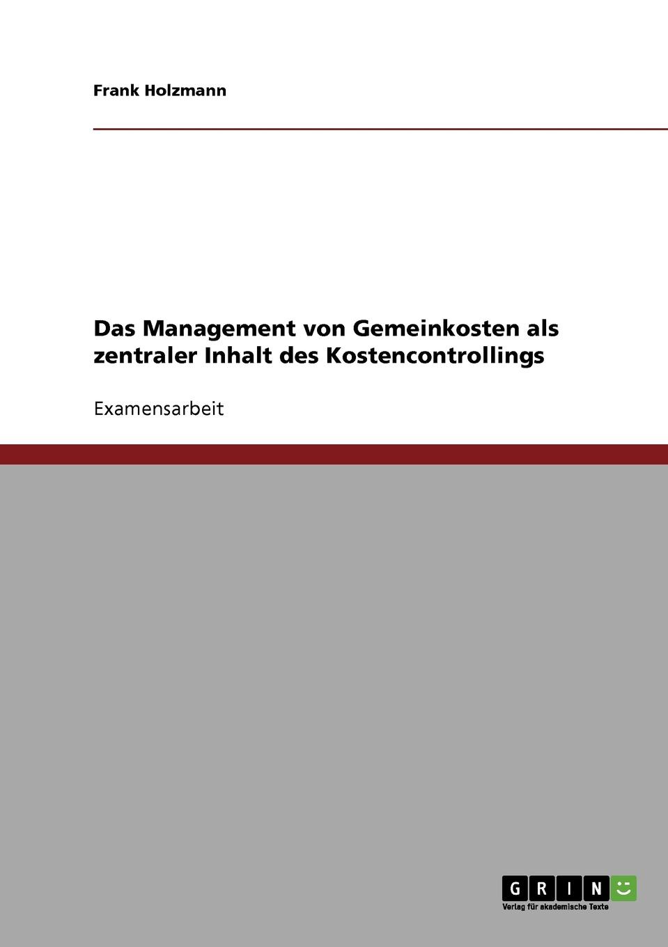 фото Das Management von Gemeinkosten als zentraler Inhalt des Kostencontrollings