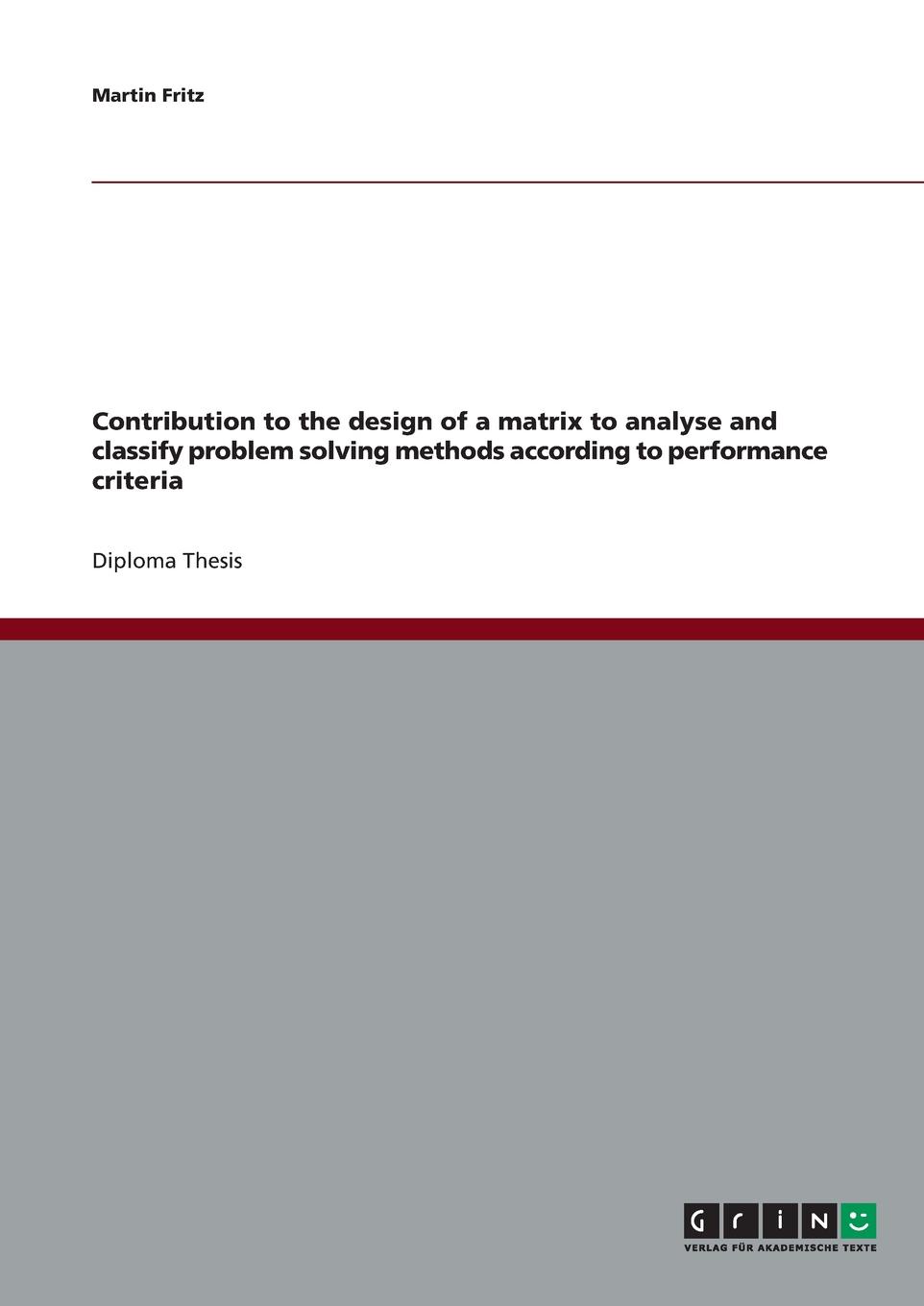 фото Contribution to the design of a matrix to analyse and classify problem solving methods according to performance criteria