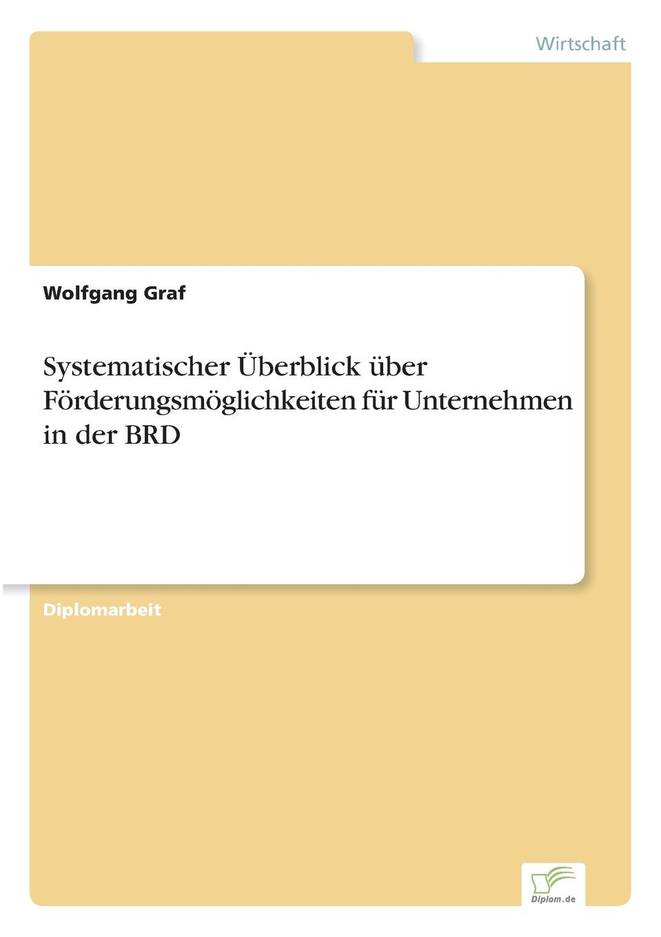 Systematischer Uberblick uber Forderungsmoglichkeiten fur Unternehmen in der BRD