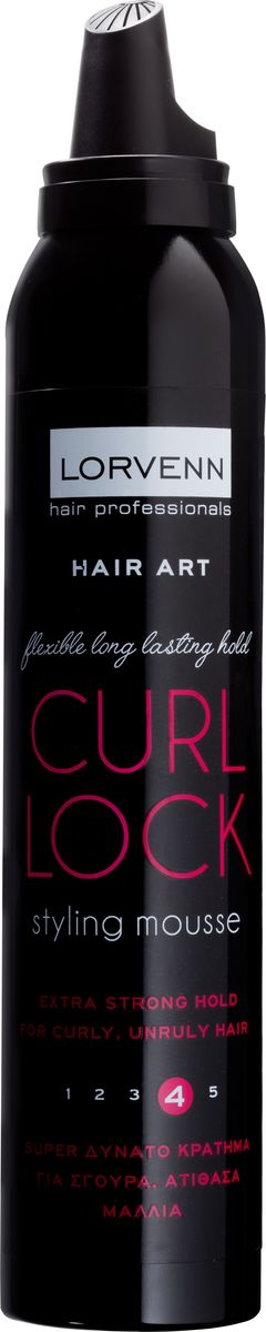 фото Пенка Lorvenn Hair Art Mousse Curl Lock, для укладки для непослушных, кудрявых волос, очень сильная фиксация, 200 мл