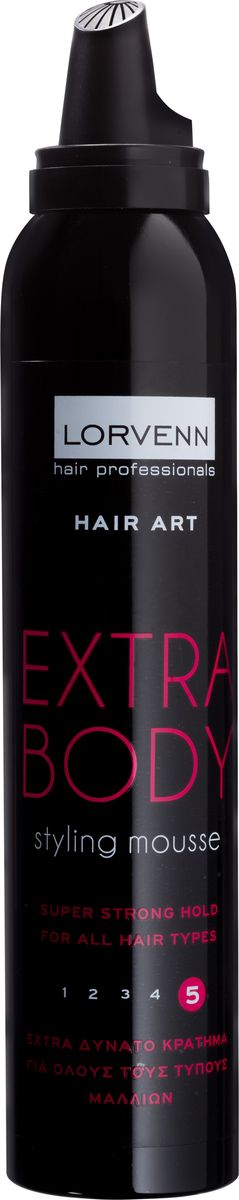 фото Пенка Lorvenn Hair Art Extra Body, для укладки для всех типов волос, экстра сильная фиксация, 200 мл