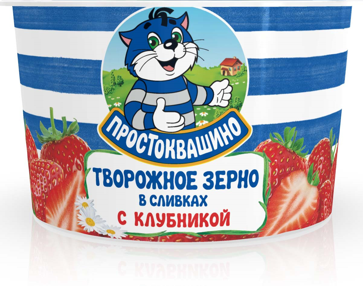 фото Простоквашино Продукт творожный зерненый Клубника 7%, 150 г