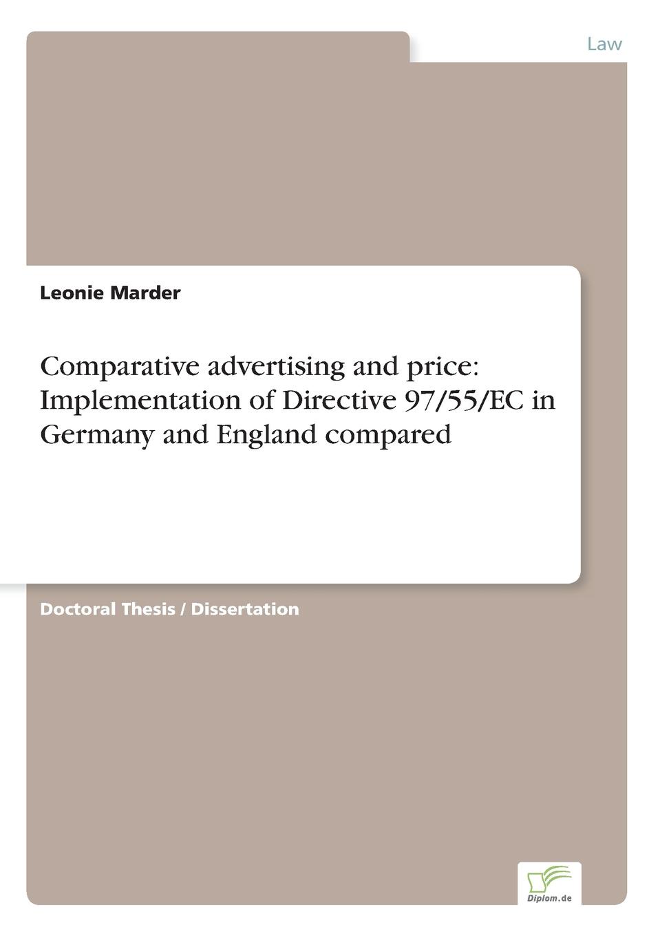 фото Comparative advertising and price. Implementation of Directive 97/55/EC in Germany and England compared