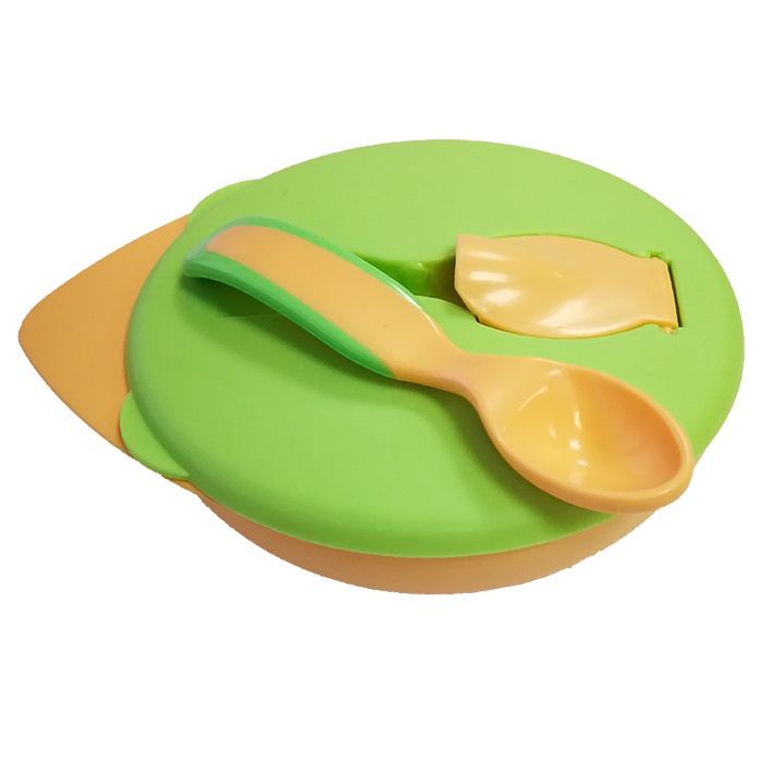 фото Набор посуды для кормления BABOO c крышкой и ложкой 300мл, зеленый